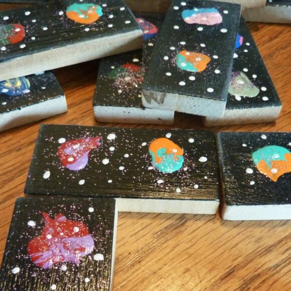 Set of handmade artistic Cosmos dominoes - Picture 9 of 11